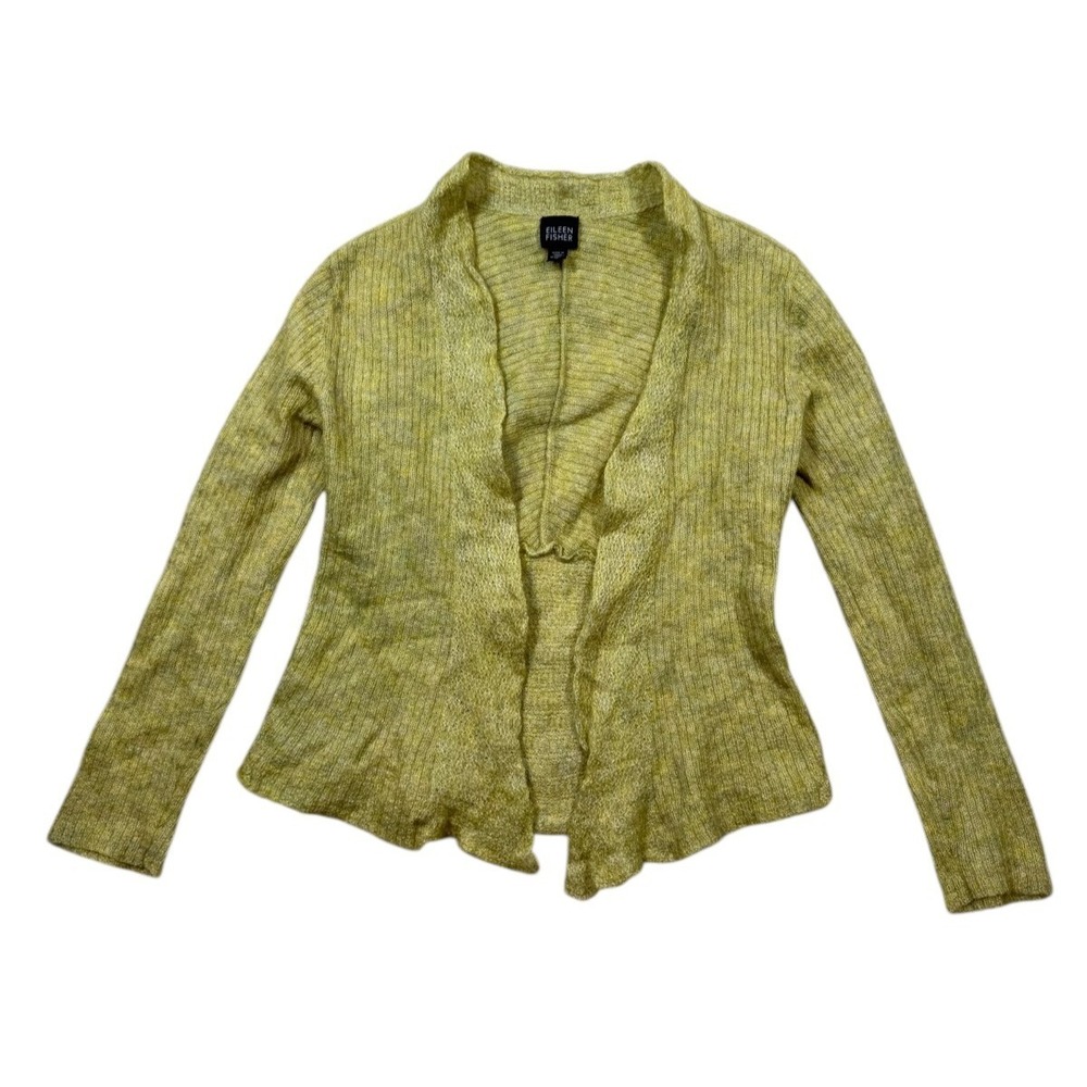 Eileen Fisher Womens Mohair Wool Loose Open‎ Front Long Sleeves Cardigan Small